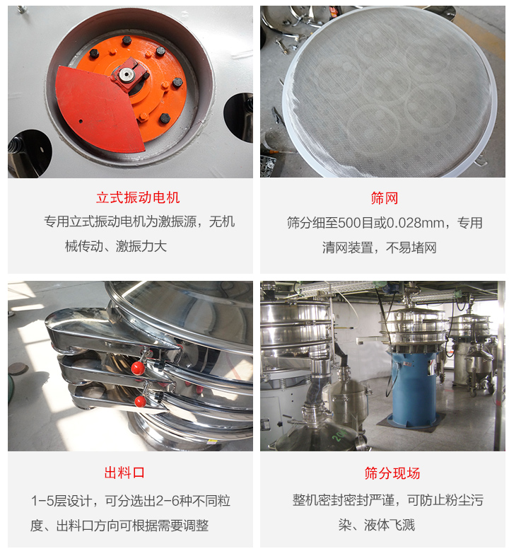旋振篩定制化有：移動(dòng)，加緣，閘門等多種形式選擇。子母設(shè)計(jì)透網(wǎng)率高，換網(wǎng)方便。