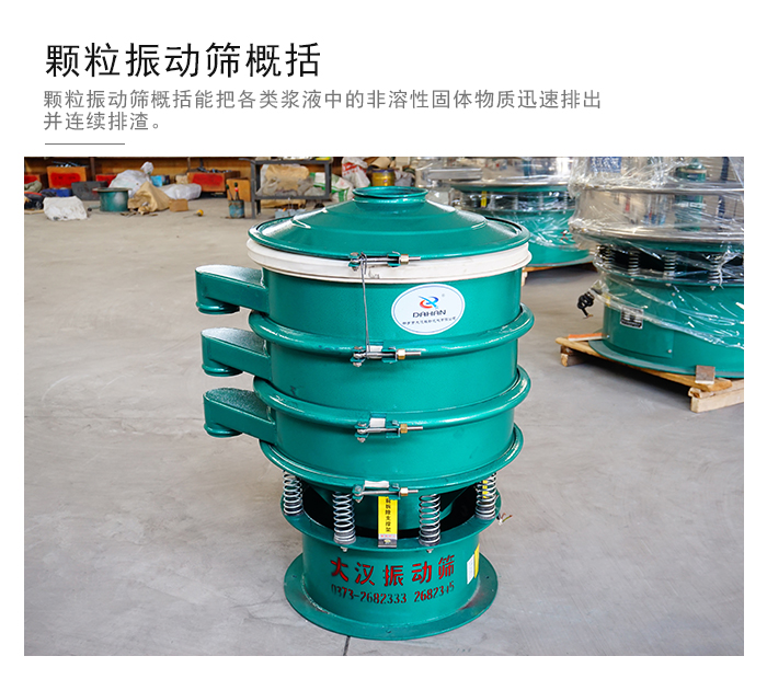 顆粒式振動篩是針對顆粒狀物料進行研發的，由于顆粒的形狀有很多的不同所以，廠家在清網裝置方面進行提升效率。